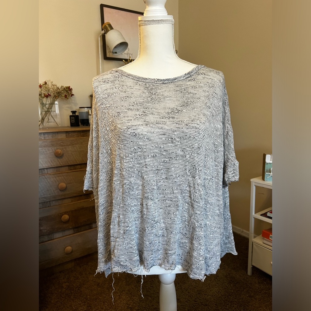 Frayed Gray Top with Low Draping Back